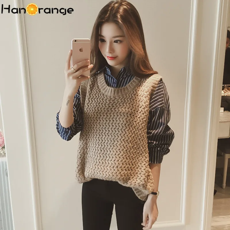 2020 Spring Women Knitted Vest Sleeveless Sweater Korean Version Back Split Pullover | Женская одежда