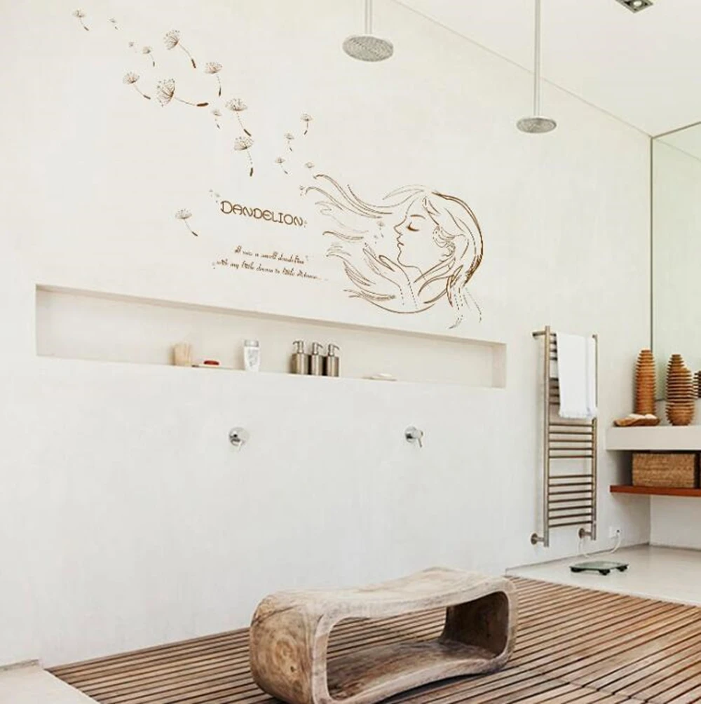 Dreamy Одуванчик Девушка Наклейка на стену Съемная виниловая настенная наклейка