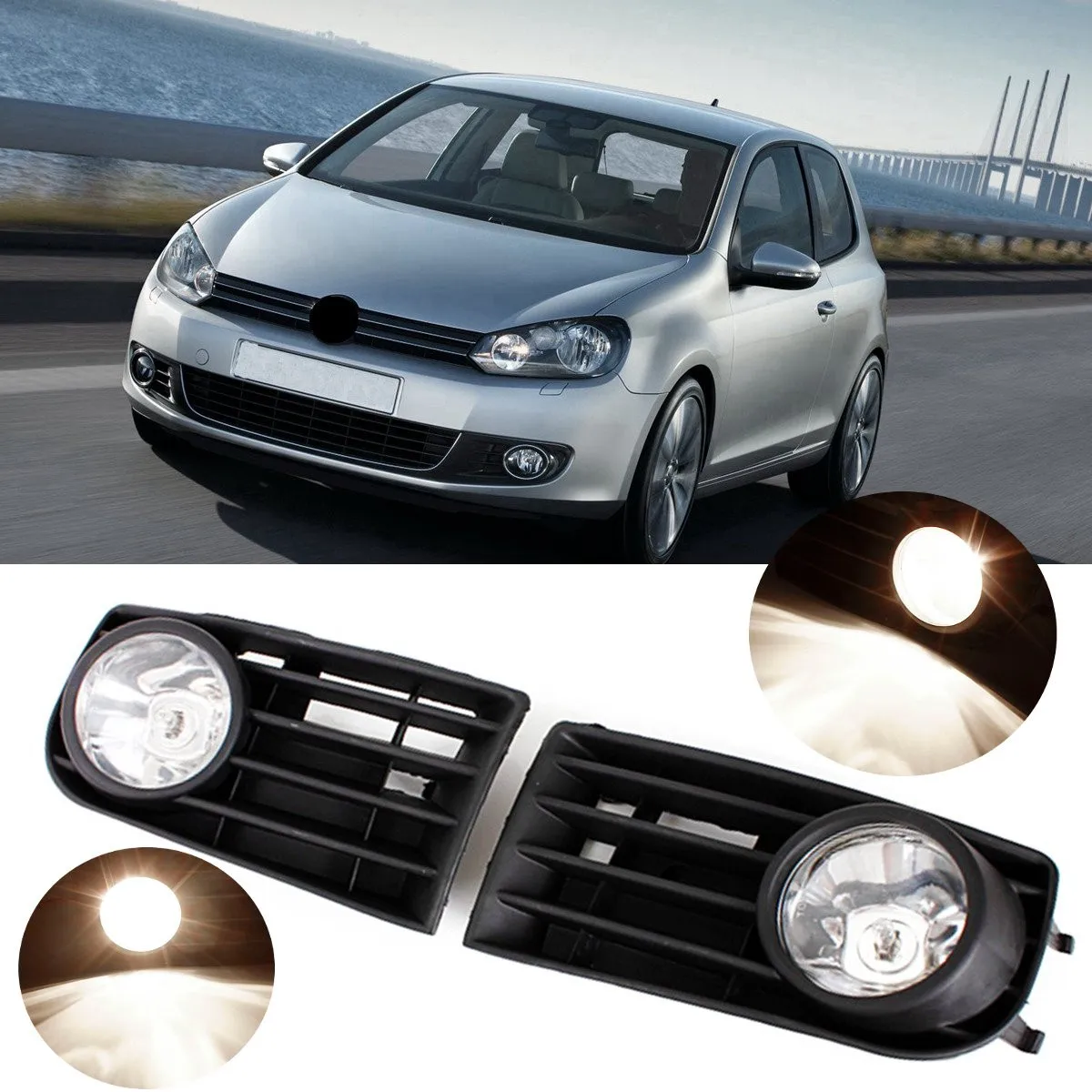12В 55 Вт белый H3 туман светильник решетка комплект для VW Golf Mk5 кролик 2006 2007 2008 2009