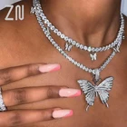 2021 сверкающее ожерелье с хрустальной бабочкой для женщин, классное ожерелье на бедро, цепочка с подвеской до ключиц для тенниса, модное женское ожерелье-чокер, ювелирные изделия