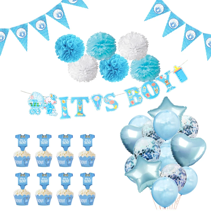 Детские украшения для вечеринки голубой и розовый цвет|Украшения своими руками