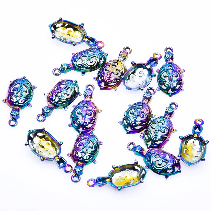 5 шт. подвеска-черепаха Радуга сплав шармы Аксессуары DIY для изготовления