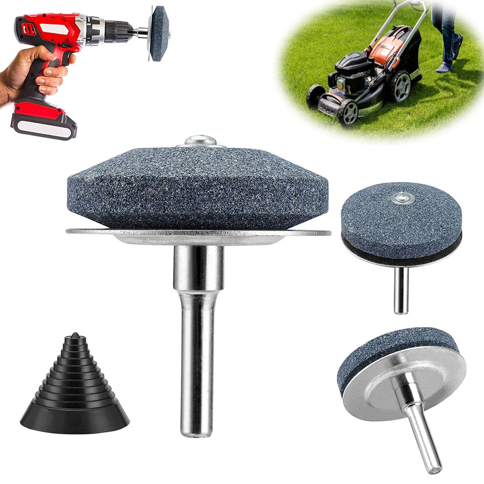 

3Pack Lawnmower Lawn Mower Blade Sharpener with Metal Baffle, Wear-Resistant Universal Fit for Lawnmower Blade