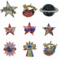 large embroidery big star ufo letter rocket space cartoon patches for clothing az 49