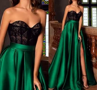 robe de soriee vintage green sweetheart top lace engagement formal evening dress split long prom party gowns vestidos de festa