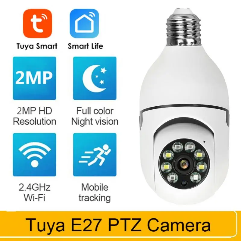 

Камера видеонаблюдения Tuya Smart Life с лампочками E27, 2 Мп, 1080P, Wi-Fi, IP, PTZ