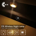 Светодиодный светильник для шкафа с датчиком движения, ночник с регулируемой яркостью и зарядкой по USB, PIR для спальни, кухни, светильник для чулана, светильник