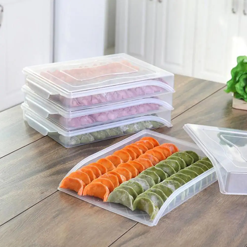 

Food storage box kitchen dumpling plate fresh-keeping with lid transparent sealed dumpling plate kitchen tool storage box 1
