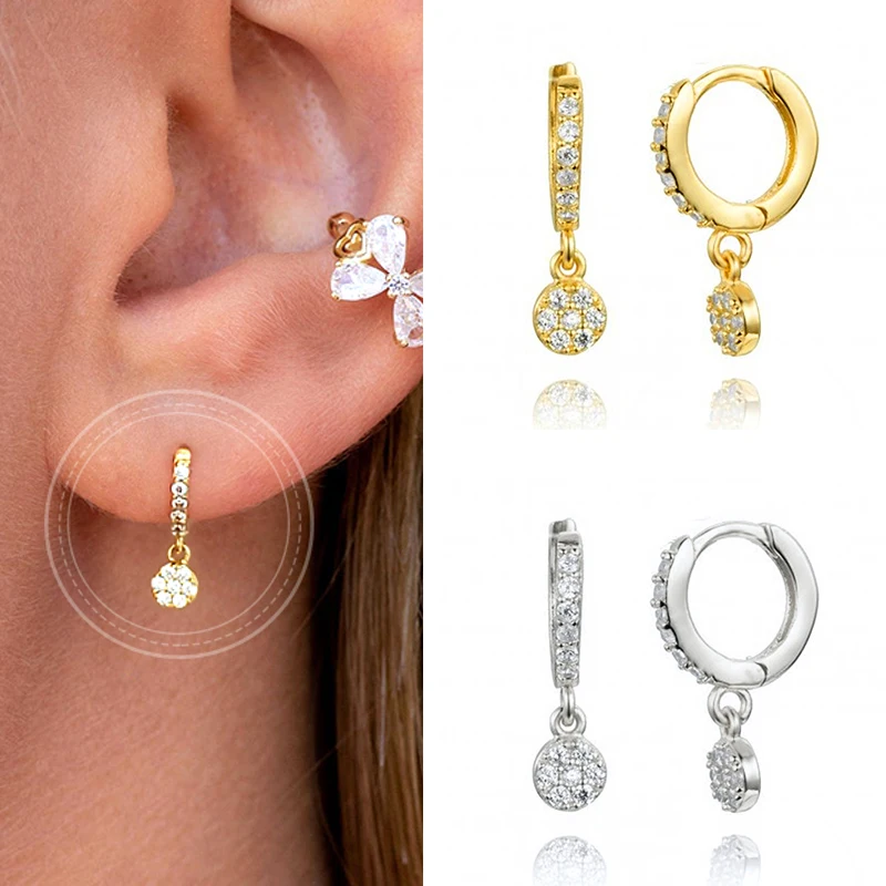 

925 Silver Exquisite Crystal Pendant Minimalist Style CZ Hoop Earrings Fashionable And Elegant Jewelry For Women Birthday Gifts