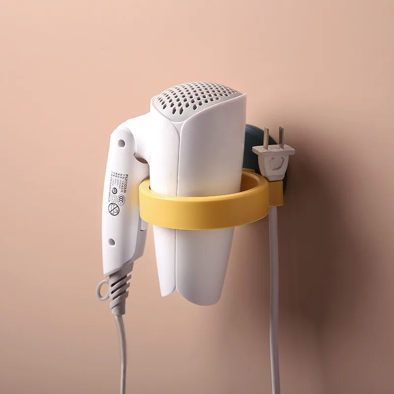 Punch-free Household Hair Dryer Holder Wall Hanging Storage Shelf for Hair Straightener ABS Bathroom Shelf Organizer 3 color