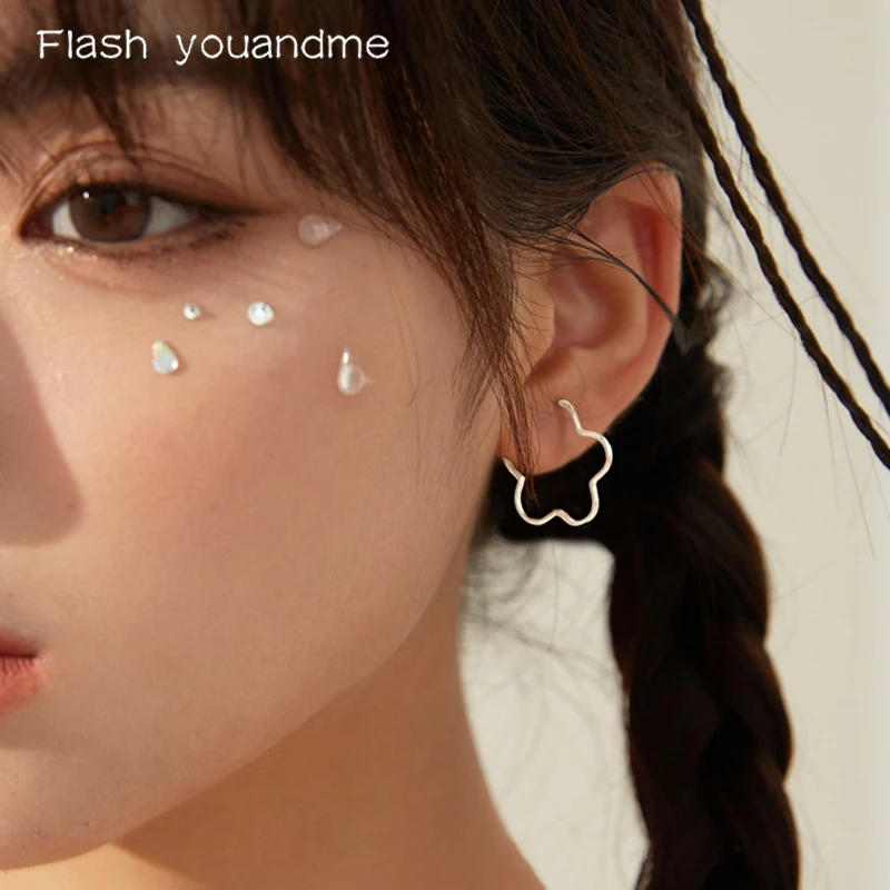 

Flash youandme 925 Sterling Silver Simple Cute Flower Ear studs Fashion Girls Stud Earrings For Women Fine Jewelry Accessories