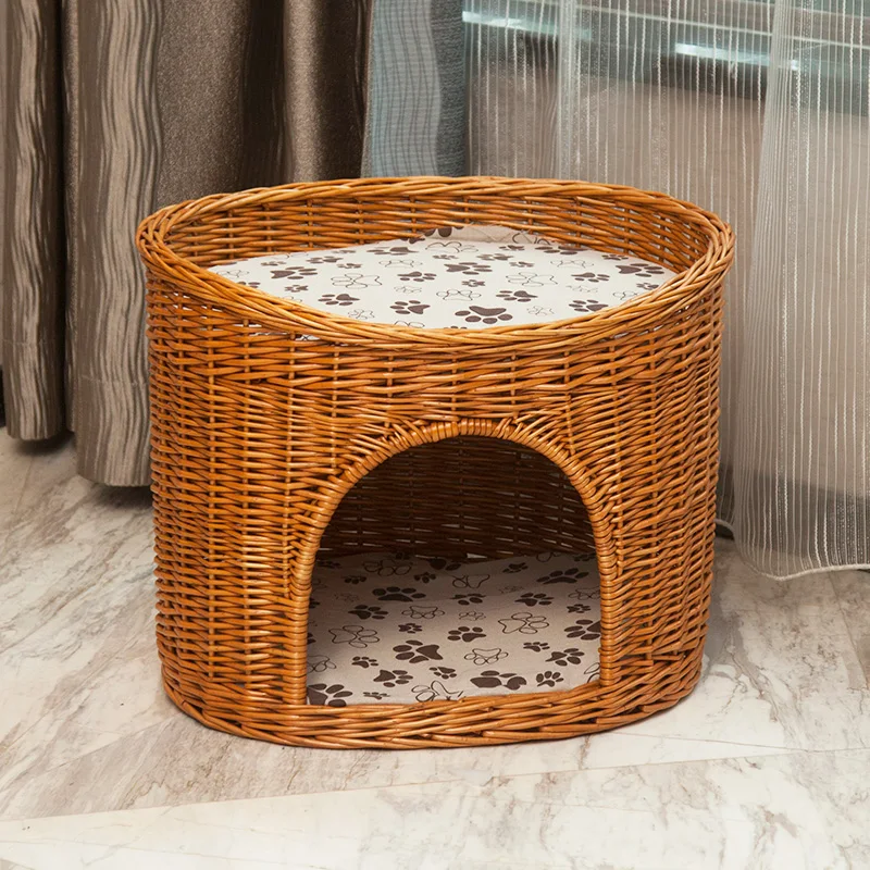 Ротанговая кошачья червь плетеная будка гнездо для домашних животных VIP