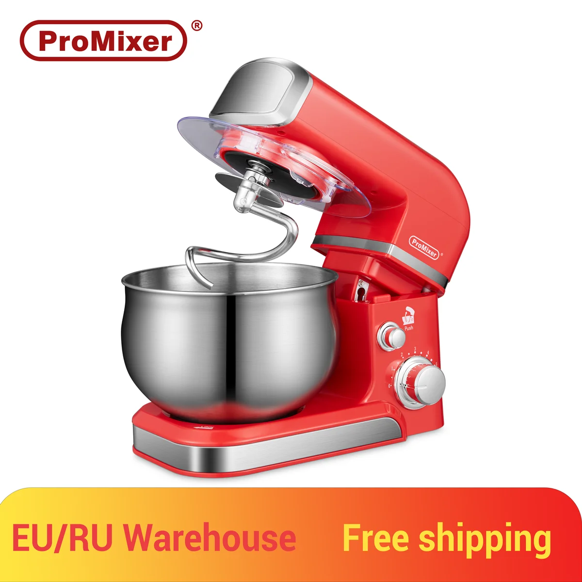 ProMixer, Q4, Stand Mixer,СМЕСИТЕЛЬ на подставке, Кухонный робот, Тестомесильная машина, Блендер, 4 л, 700 Вт, 6 скоростей,INOX, Нержавеющая сталь, Чаша, Сливки, Яйцо, Пирог, Тесто, Хлеб - изображение