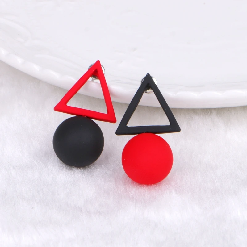 

Fashion Jewelry Big Long Acrylic Black White Triangle Studs Earrings For Women