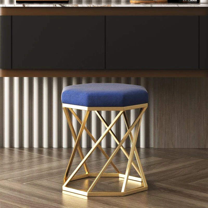 

Dressing Stool Nordic Light Luxury Living Room Sofa Stool Bedroom Home Soft And Comfortable Dustproof Net Red Ins Makeup Stool