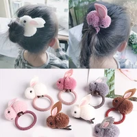 korean elastic rubber bunny hair clip fashion cute hairpin ball rabbit hair ring female hair tie rope children hair accessories