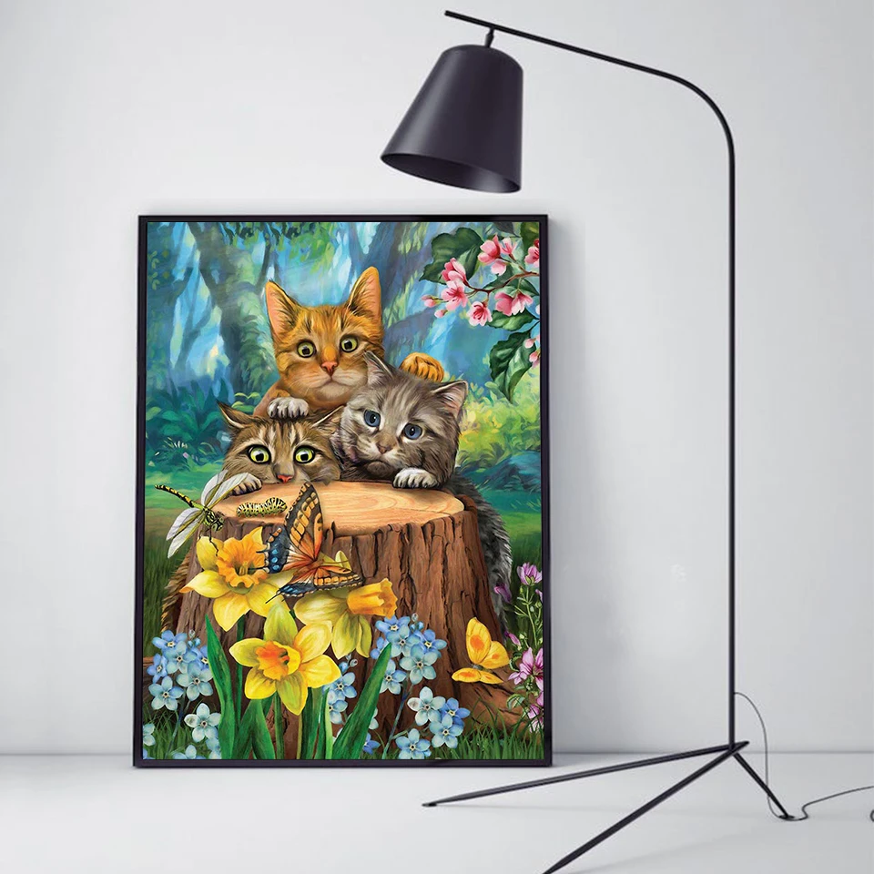 Картина из бриллиантов Evershine Full Drill с изображением кошки, 5D DIY, рисунок на холсте с рельефным эффектом, декор для дома.