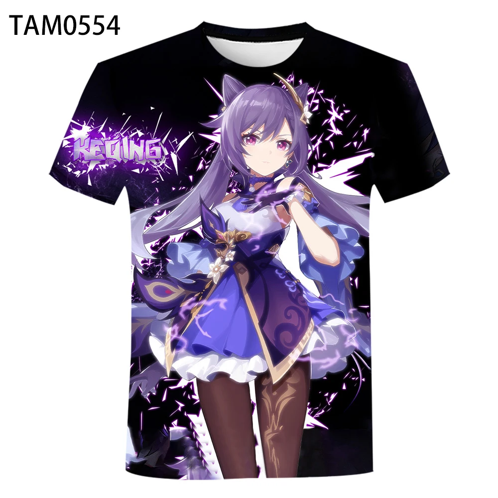 

New hot-selling game Genshin Impact 3D printing casual street hip-hop men and women round neck breathable sports popular short s
