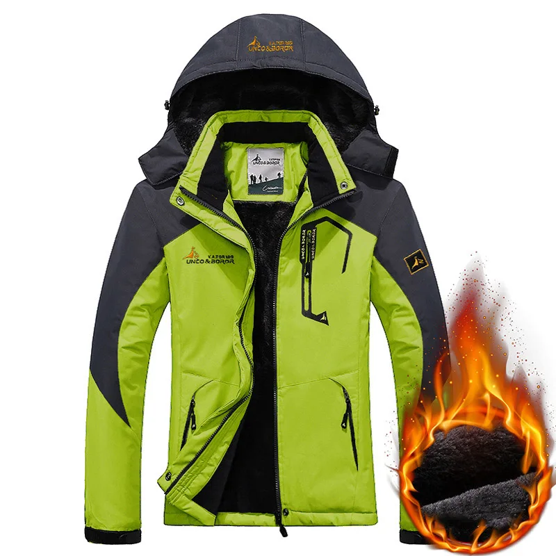 Light Green Jacket TWTOPSE Для мужчин катание на сноуборде и лыжах куртка зима Водонепроницаемый Спорт на открытом воздухе теплое, для катания на велосипеде, для рыбалки, с защитой от ветра Пеший Туризм Кемпинг флисовой куртки пальто для активных видов спорта вне помещений - Цвет: Light Green Jacket