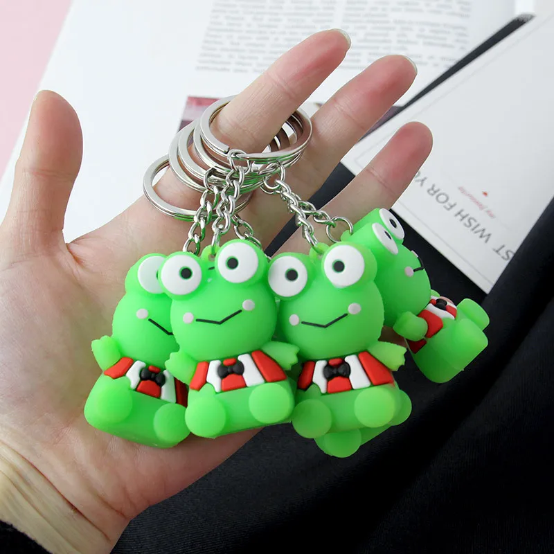New Fashion Cute cartoon green frog keychain pendant animal shape silicone key chain backpack accessories holiday gift