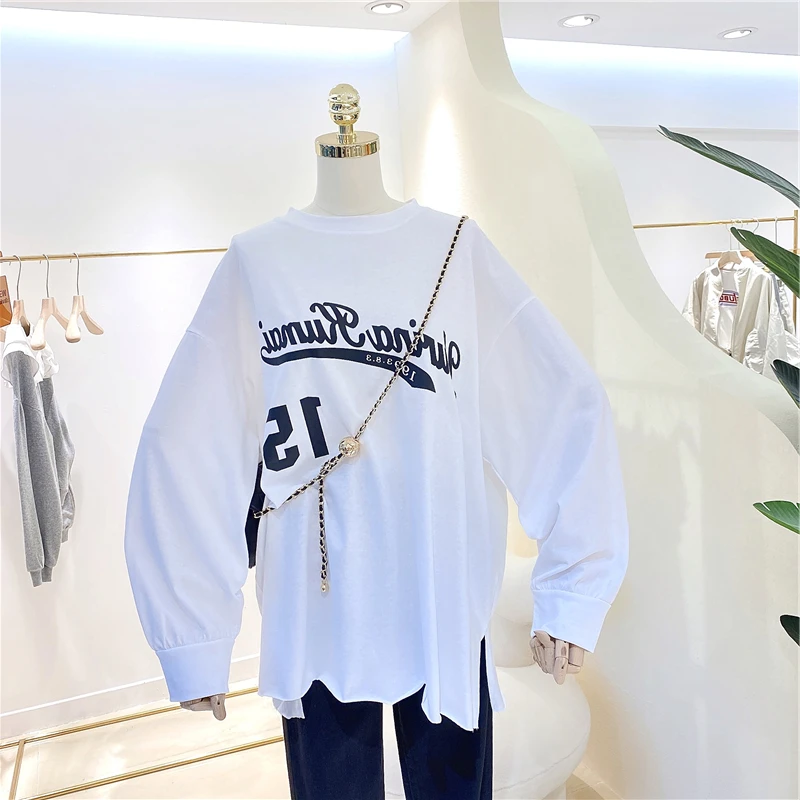 

T-shirt women's autumn and winter thickened and fluffy, wearing Korean fashion white Long Sleeve Top