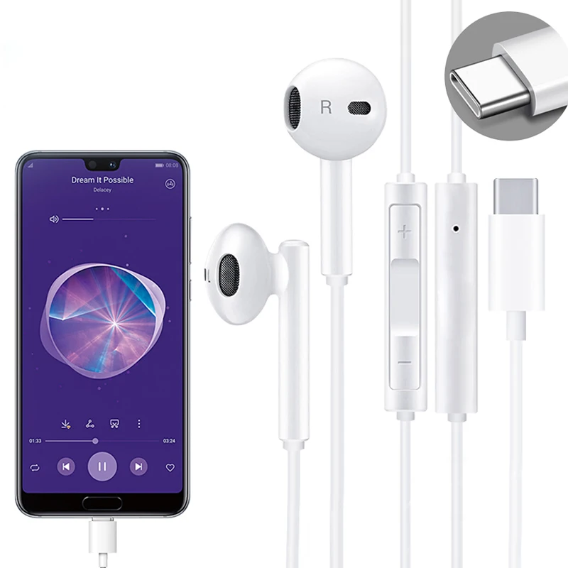 Для HUAWEI наушники usb type C CDLA Hearphone микрофон для HUAWEI P20 P30 Lite mate 10 20 30 Pro совместимый для Xiaomi для samsung