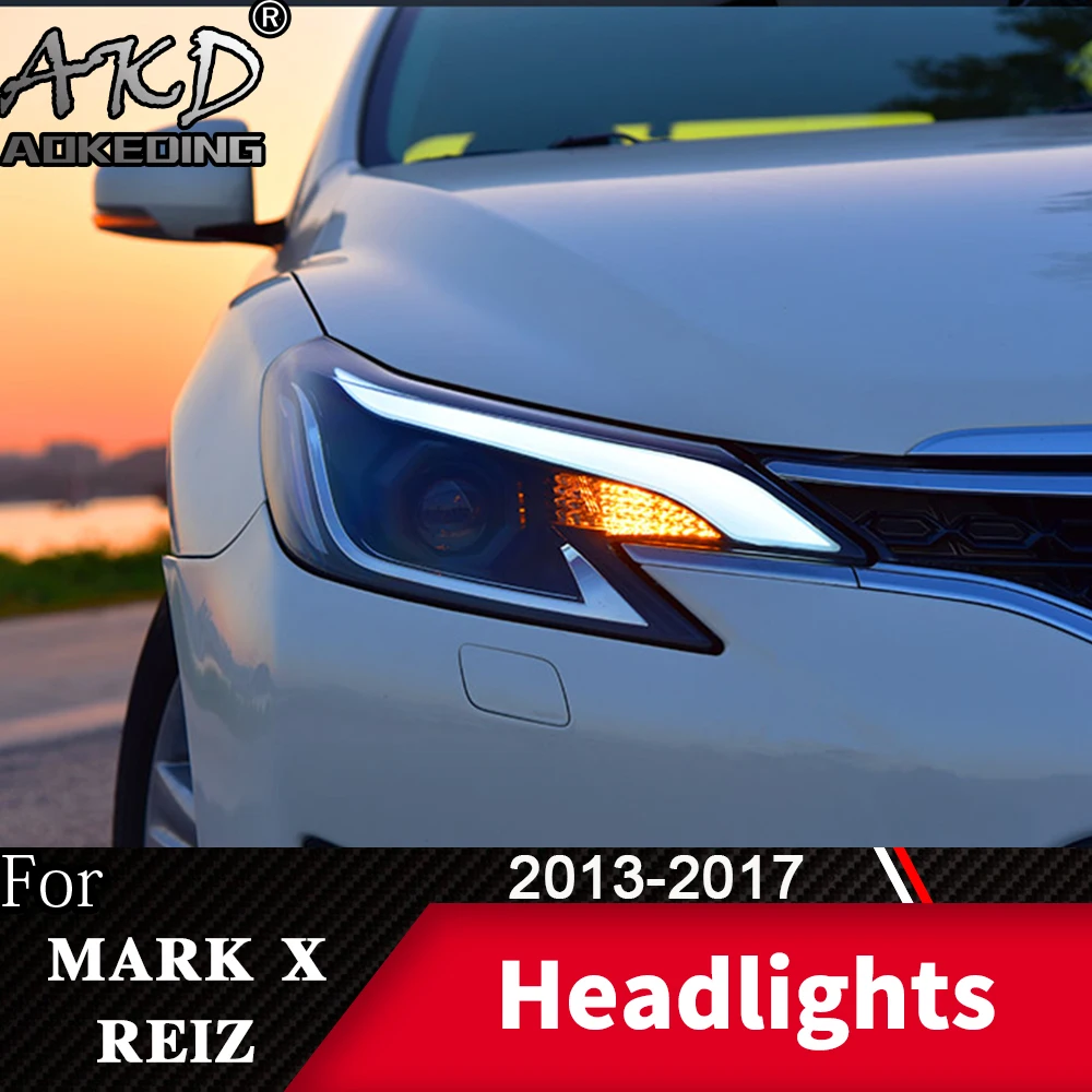 

Head Lamp For Car Toyota Reiz 2013-2017 Mark X Headlights Fog Lights Day Running Light DRL H7 LED Bi Xenon Bulb Car Accessory