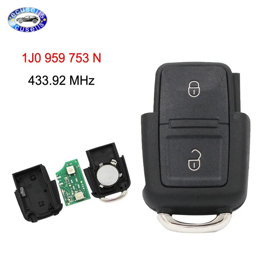 Дистанционный ключ для 2 кнопок 433 МГц с электрическим 1J0 959 753 N VW Passat Golf MK4|fob|fob key |