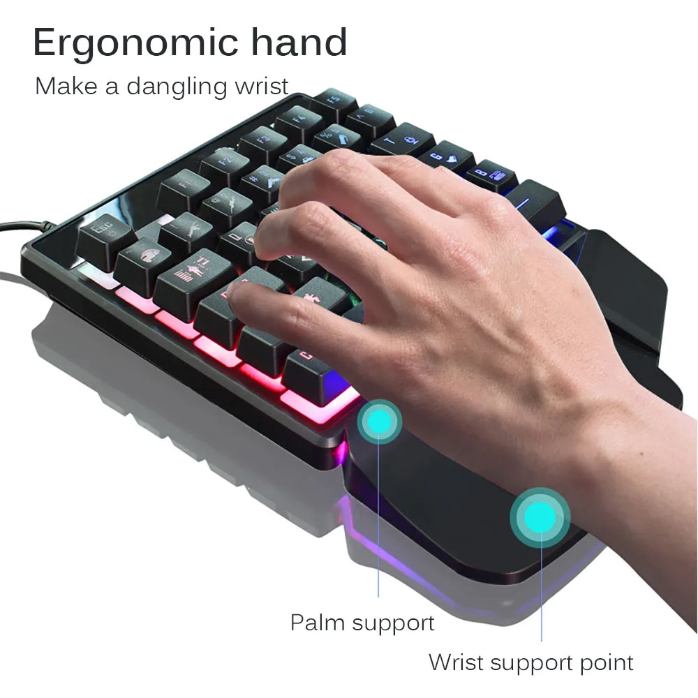 Прохладный светильник с помощью одной руки Механическая игровая клавиатура 35