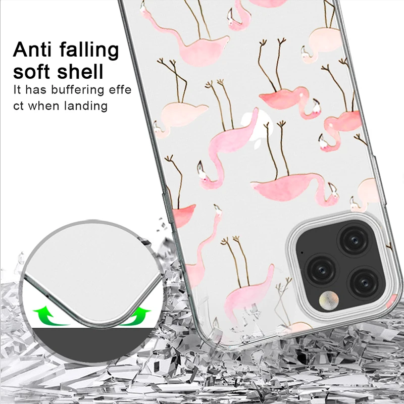 Роскошный розовый чехол с фламинго для IPhone 13 12 11 Pro XR XS Max Mini 7 X 8 6 6S Plus 5S SE 2020