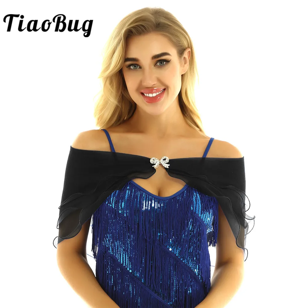 Женская многослойная шаль TiaoBug с открытыми плечами для свадебвечерние вечернего