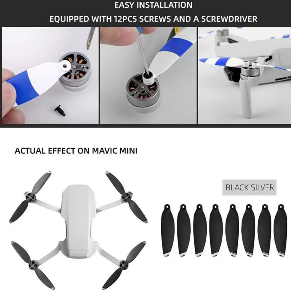 Лопасть Винта дрона Mavic Mini RC углеродное волокно складной быстросъемный Пропеллер