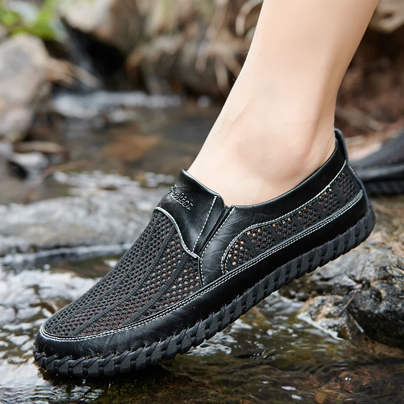 Кроссовки мужские прогулочные дышащие сетчатые повседневные без застежки