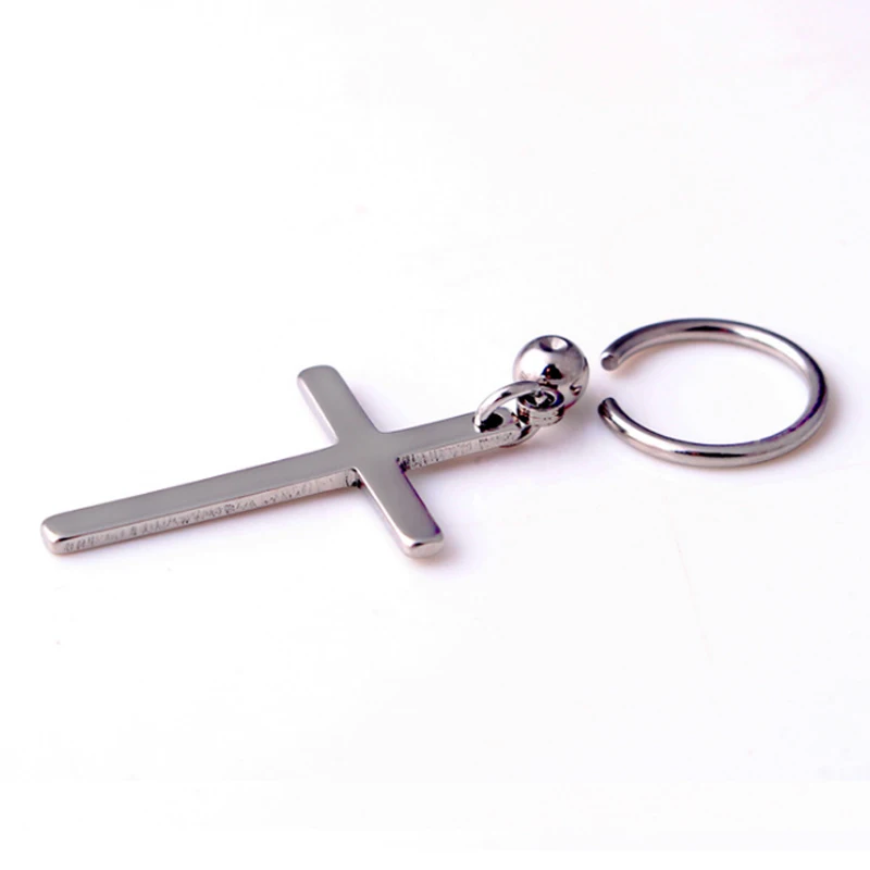 Популярные круглые серьги с крестом для мужчин и женщин подвеска из нержавеющей