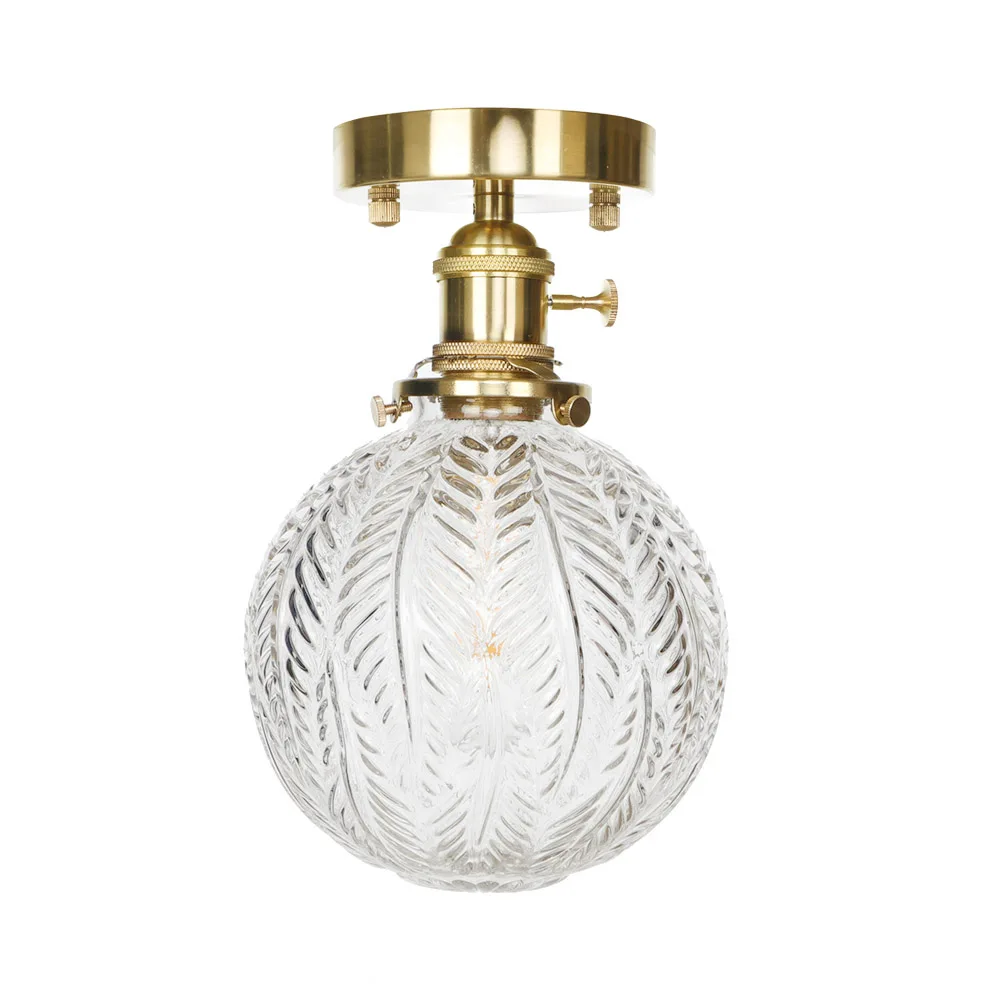 American Copper LED Ceiling Lamp Loft Decor Brass Glass Modern Light Antique Living Room Aisle Home Lighting Fixtures | Лампы и
