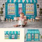 Синий фон для фотосъемки с изображением магазина мороженого, летнего торта, разбитого мальчика, портрета новорожденного ребенка, фон для фотосъемки, студийный портрет для детей, баннер