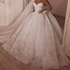 Индивидуальное изготовление, платья для невесты, прозрачное бальное платье с длинными рукавами, украшенное бисером, с аппликацией и круглым вырезом, специальные дни невесты, длинные платья