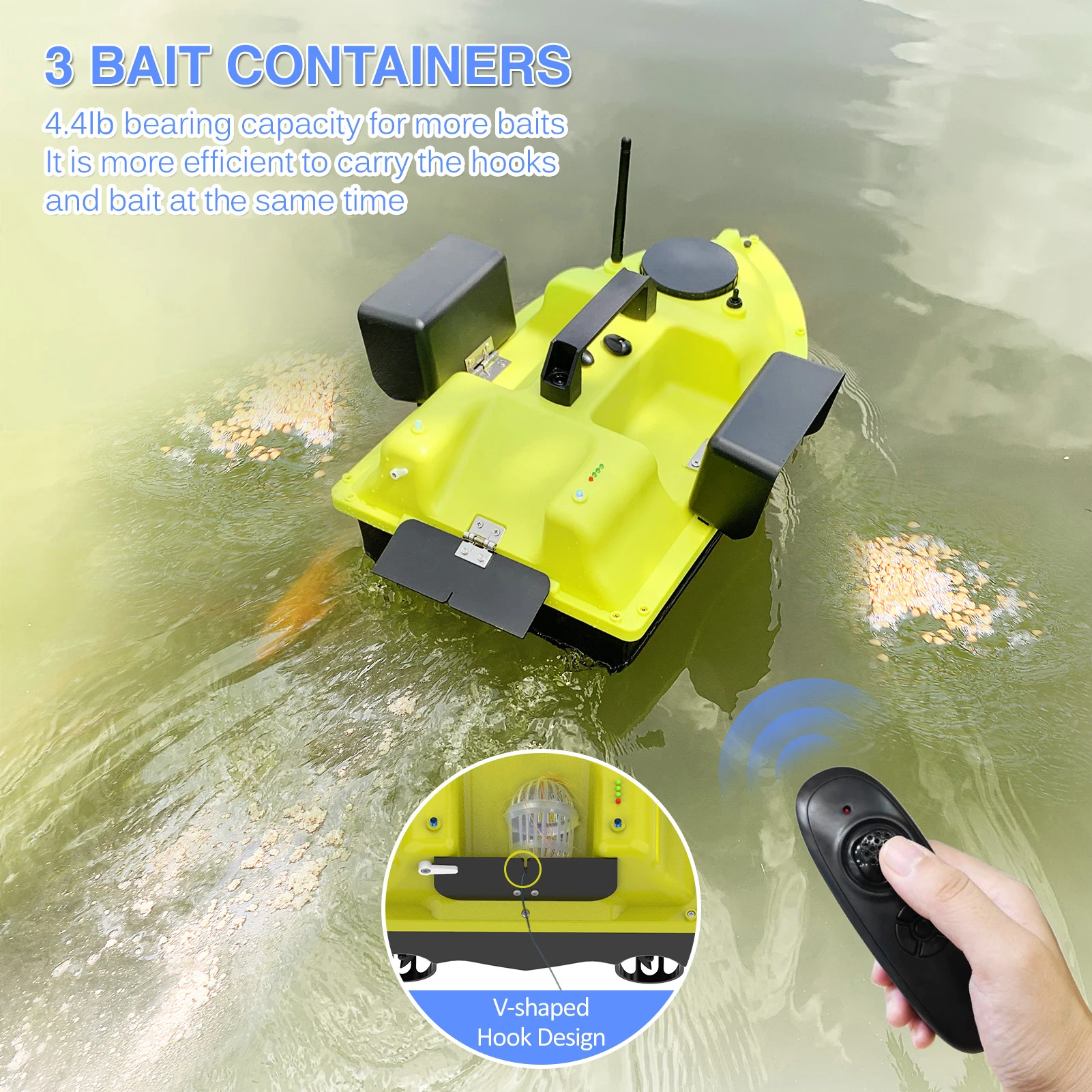 D18 Wireless Remote Control Fishing Bait Boat 4.4lb Bearing Capacity with 3 Container 500m Range Finder | Спорт и развлечения