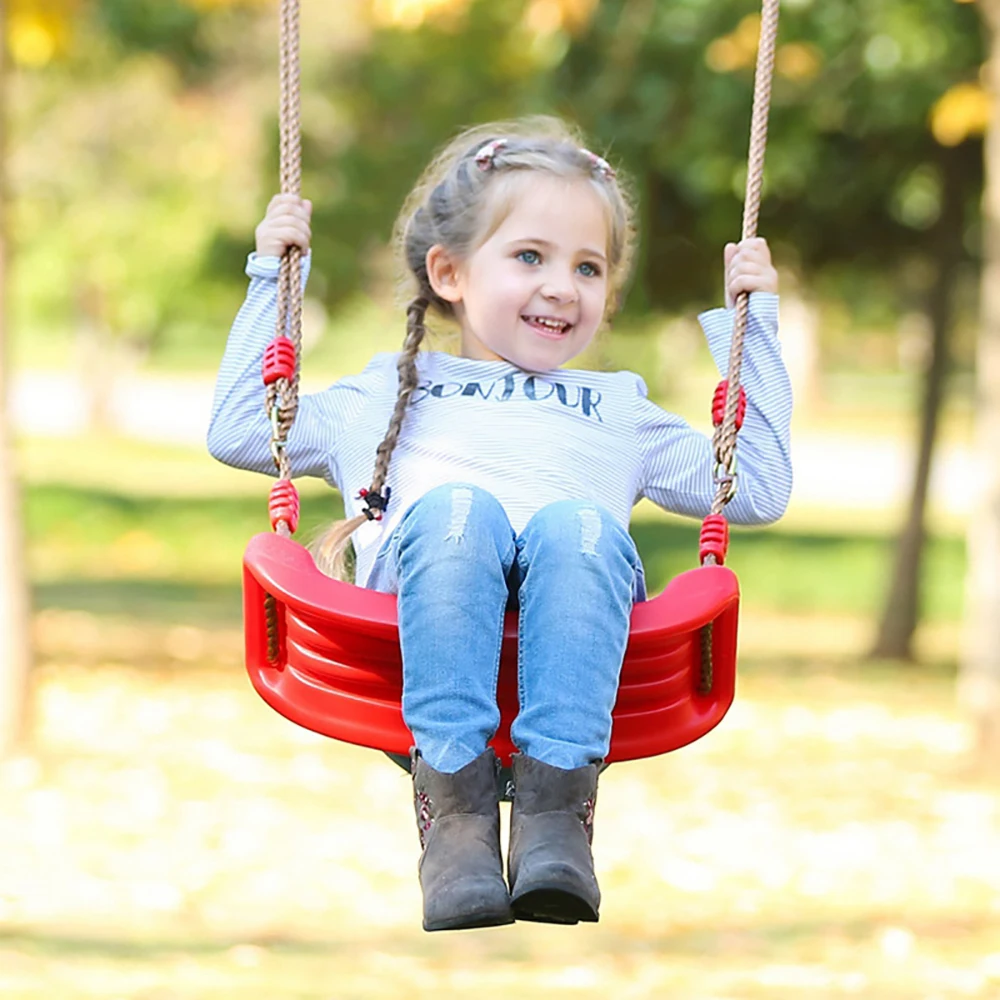 

1pc Rainbow Rope Swing Thick Seat Curved Board Swing Chair Adjustable Ropes Outdoor Park Garden Playground Children Kid Toy