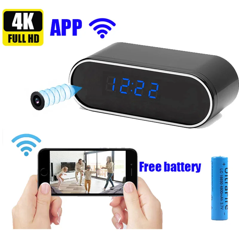 

Mini 4k secret surveillance camera, with clock Camcorders, night vision Webcam, motion detection Micra Cam ,Built-in battery