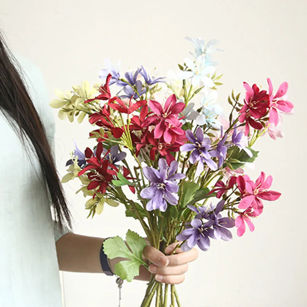 Искусственные DIY лилии свадебные цветы букет шелковых Цветок Орхидея