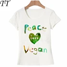 Футболка женская Harajuku, летняя, зеленая, с веганским принтом