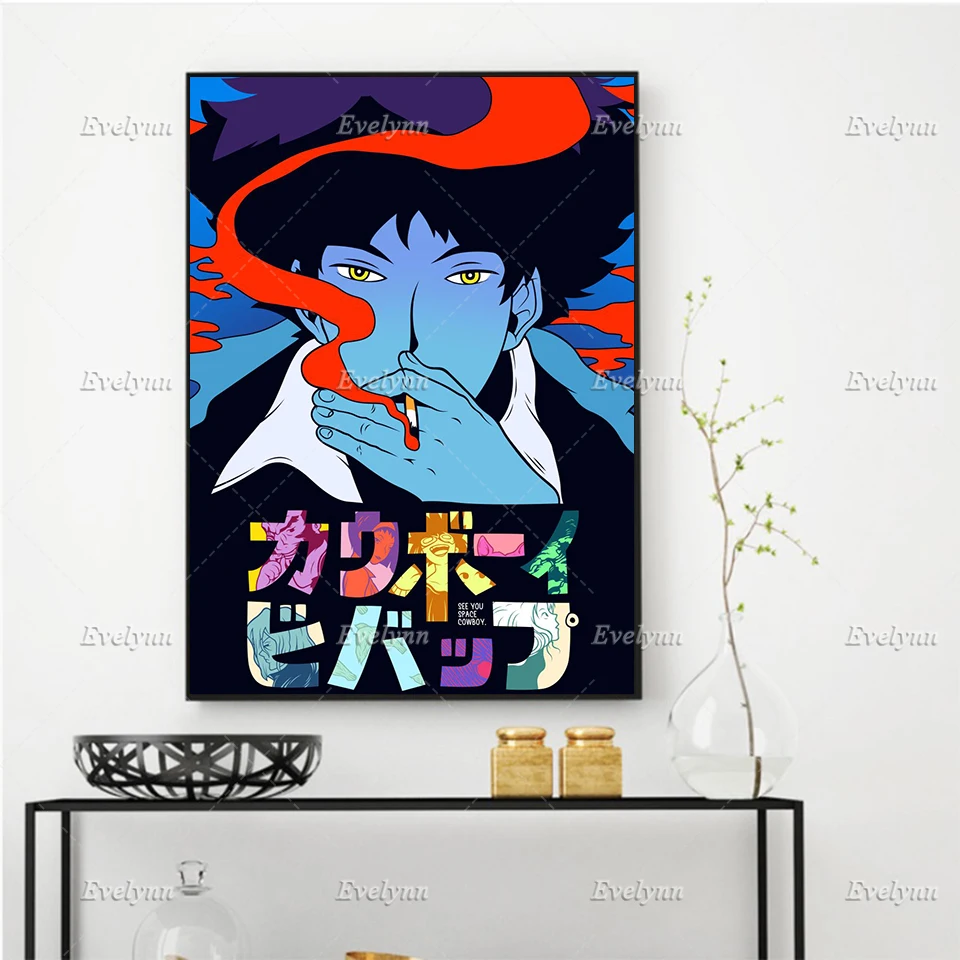 

Anime Poster Cowboy Bebop Spike Painting Posters Print On Canvas Wall Art Pictures Boy Bedroom Living Room Decor Floating Frame