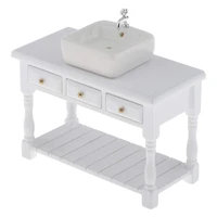 112 dollhouse miniature square wash basin sink belt cabinet set for dollhouse decoration bathroom furniture