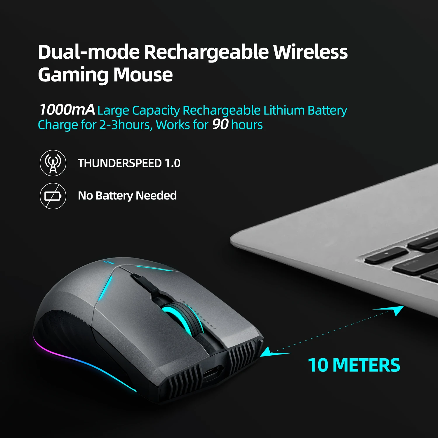 ThundeRobot ML703 Беспроводная игровая мышь 2 4G Проводная RGB Gamer 16000 DPI 1000mAh перезаряжаемая