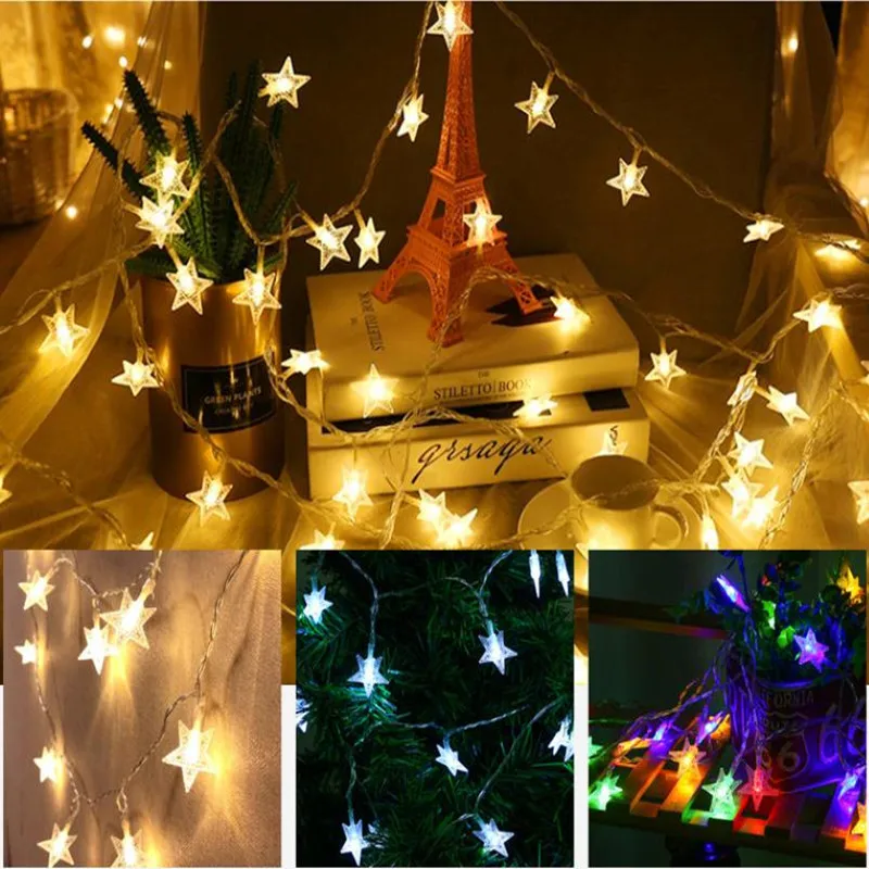 

Fairy Lights Star String Light Twinkle Garland Battery Outdoor Garland Led Lights Christmas Lights Party Decor Garland Street