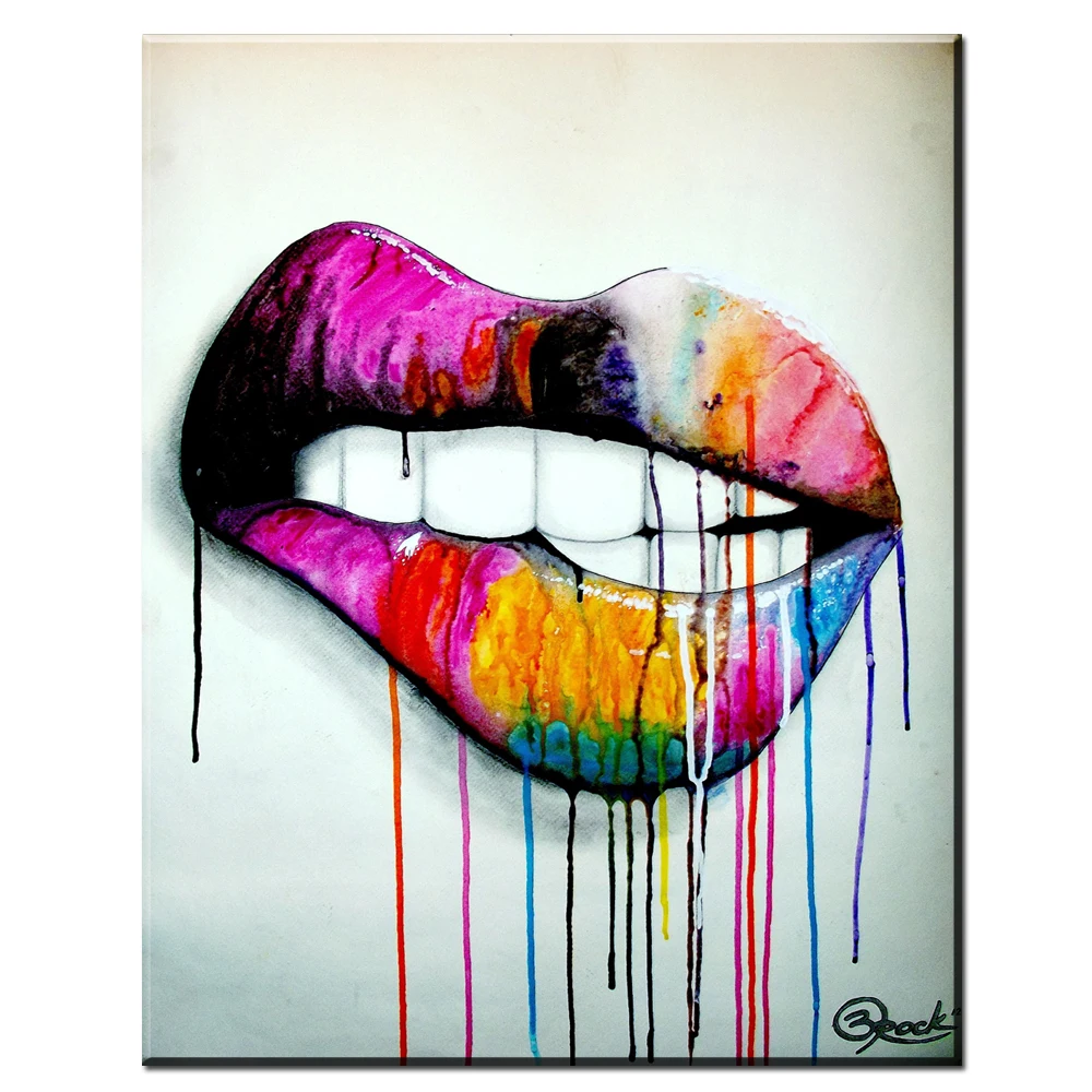 

Art Canvas Painting Abstract Colorful Sexy Lips Wall Art Canvas Poster Print Graffiti Street Art Painting unframed