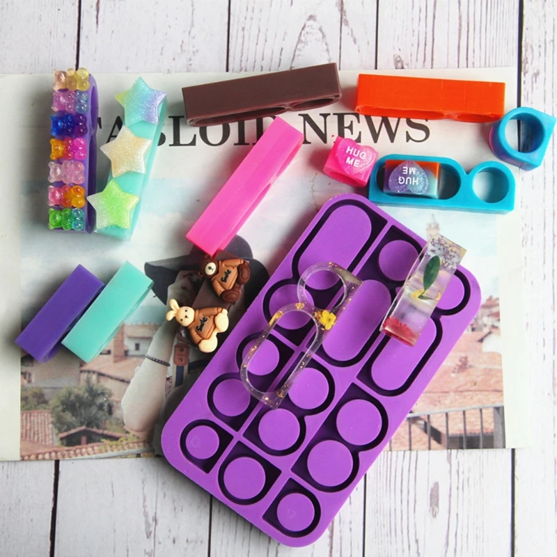 

Формы для колец из смолы разных размеров, силиконовые кольца с одинарными и двойными тремя отверстиями, креативное украшение, товары для тв...