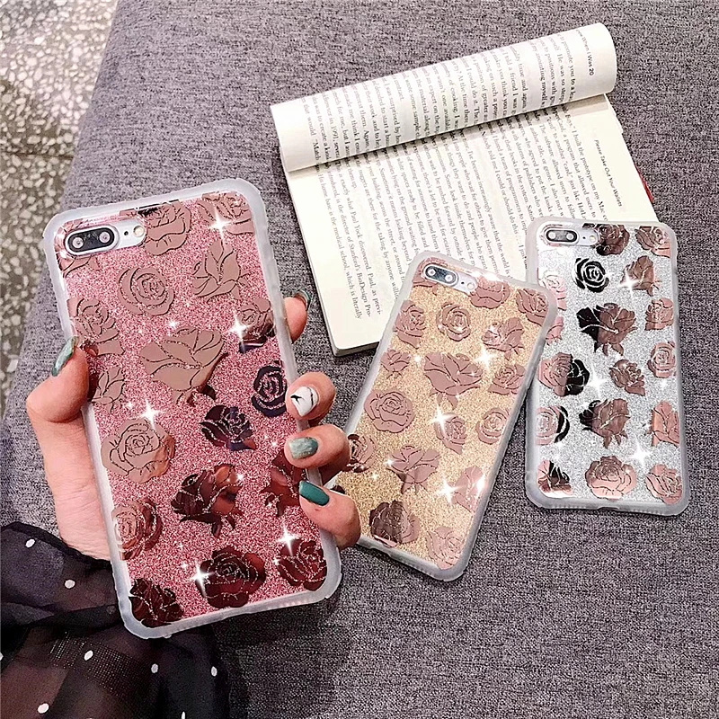 Модный Роскошный розовый Цветочный принт лазерный телефонные чехлы для iPhone X Case XR