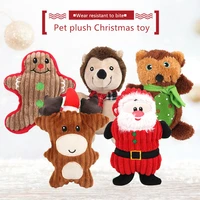 new christmas pet dog toys santa claus toys chew squeaker pet plush toys for dogs cute biting rope sound toys pet cat doll